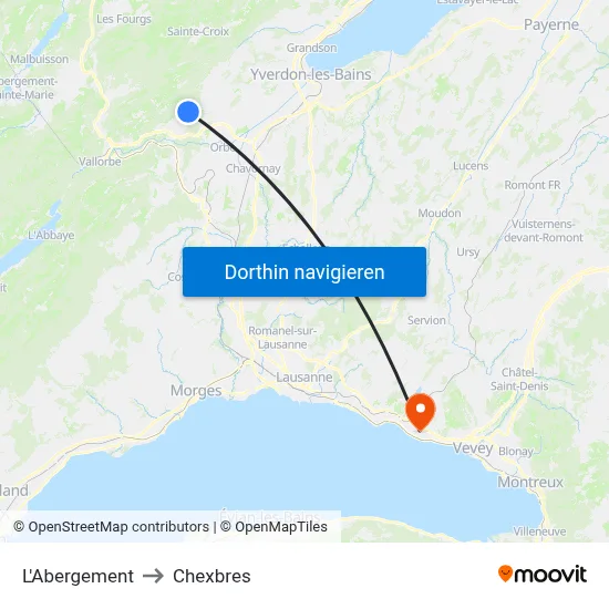 L'Abergement to Chexbres map