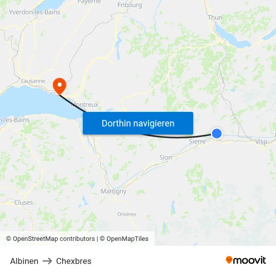 Albinen to Chexbres map