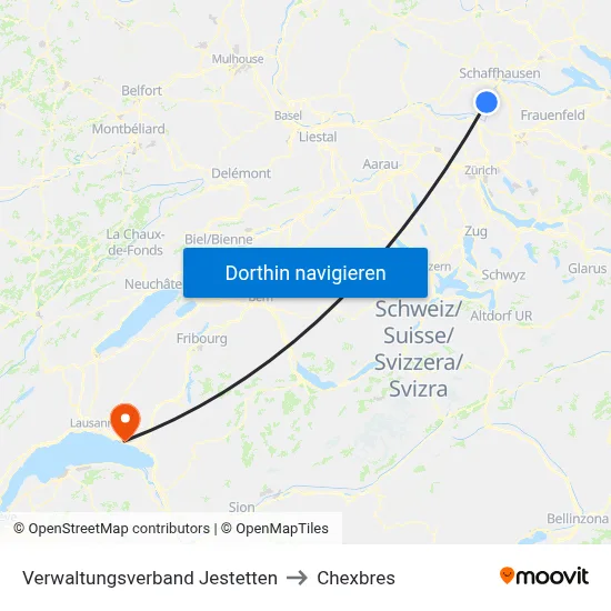 Verwaltungsverband Jestetten to Chexbres map