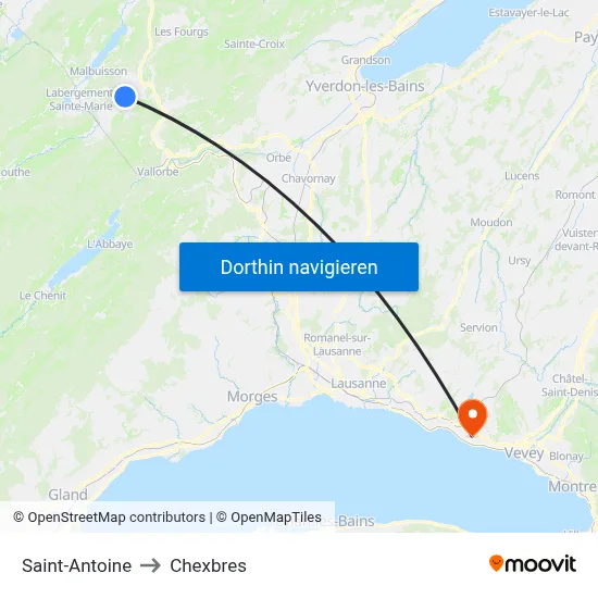 Saint-Antoine to Chexbres map