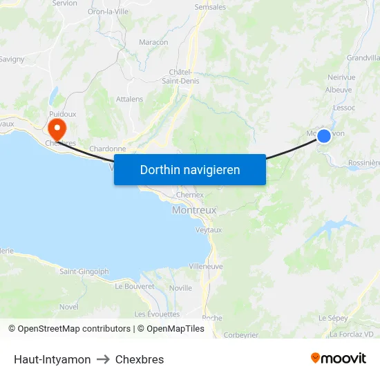 Haut-Intyamon to Chexbres map