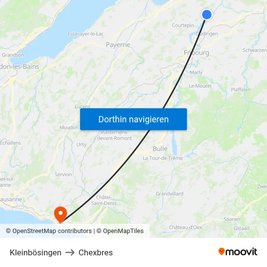 Kleinbösingen to Chexbres map