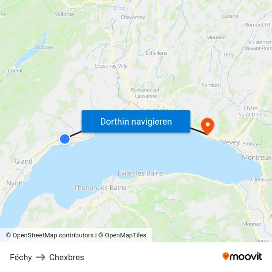 Féchy to Chexbres map
