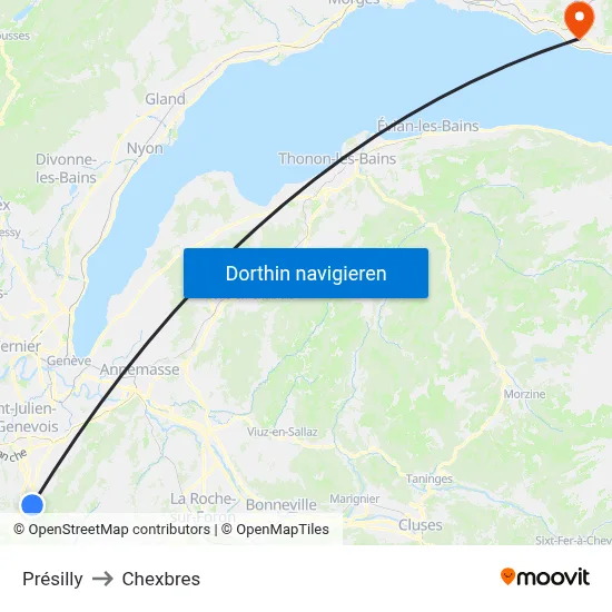Présilly to Chexbres map