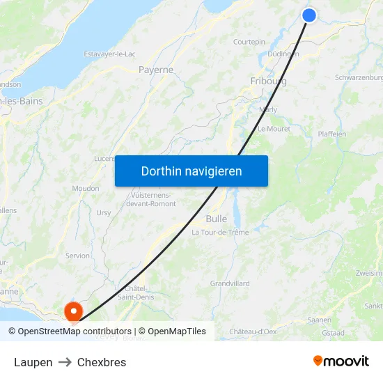Laupen to Chexbres map