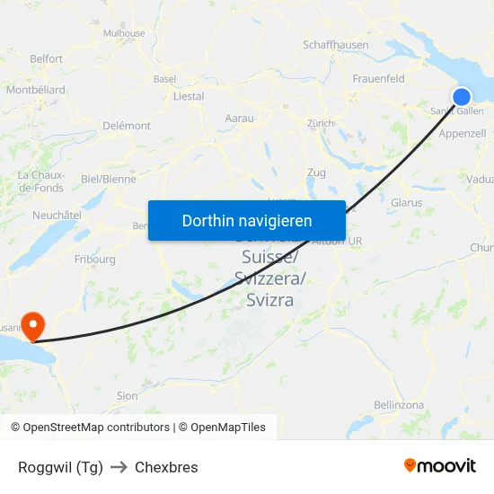 Roggwil (Tg) to Chexbres map