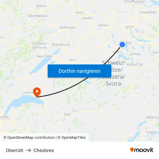 Oberrüti to Chexbres map