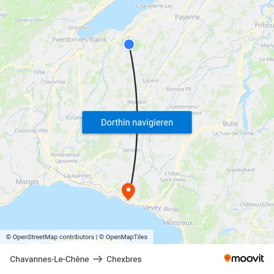 Chavannes-Le-Chêne to Chexbres map