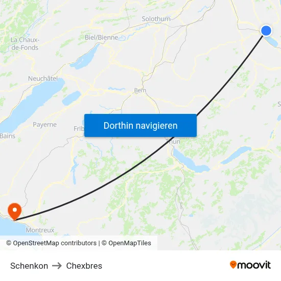 Schenkon to Chexbres map