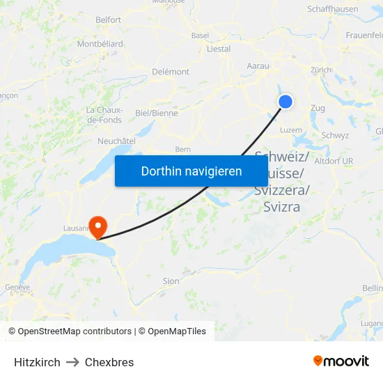Hitzkirch to Chexbres map