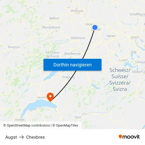 Augst to Chexbres map