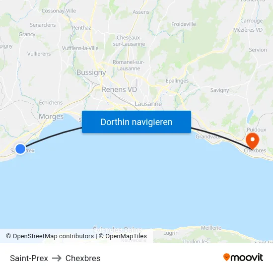 Saint-Prex to Chexbres map