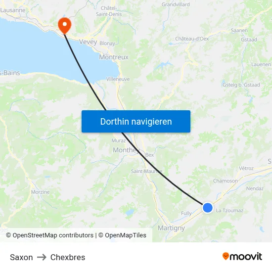 Saxon to Chexbres map