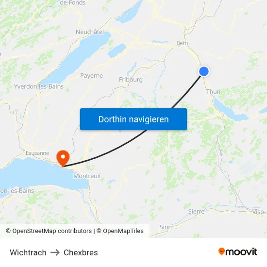 Wichtrach to Chexbres map