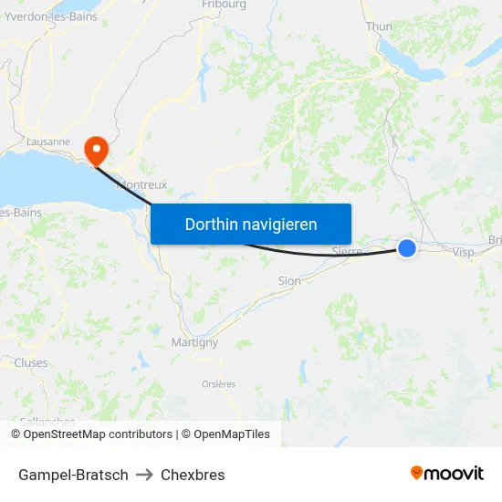 Gampel-Bratsch to Chexbres map