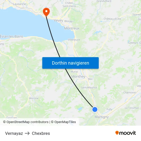 Vernayaz to Chexbres map