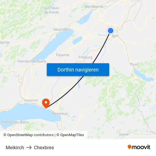 Meikirch to Chexbres map