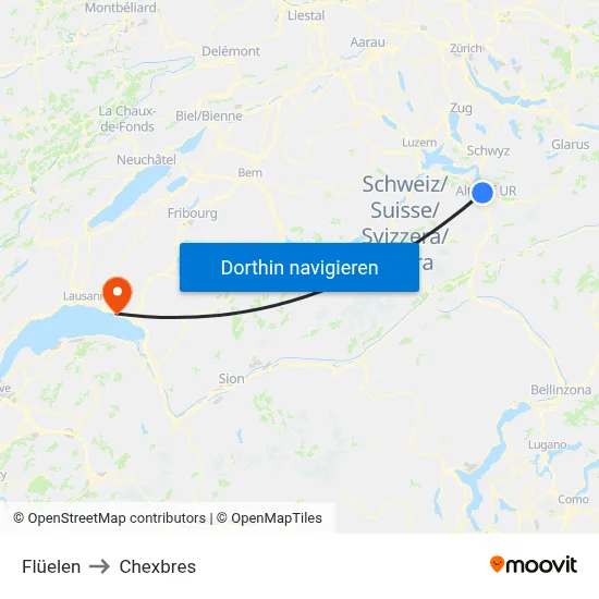 Flüelen to Chexbres map