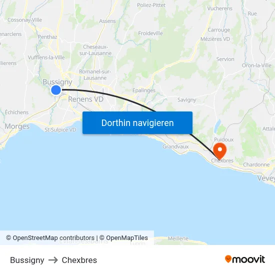 Bussigny to Chexbres map