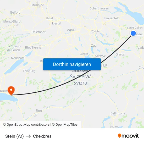Stein (Ar) to Chexbres map