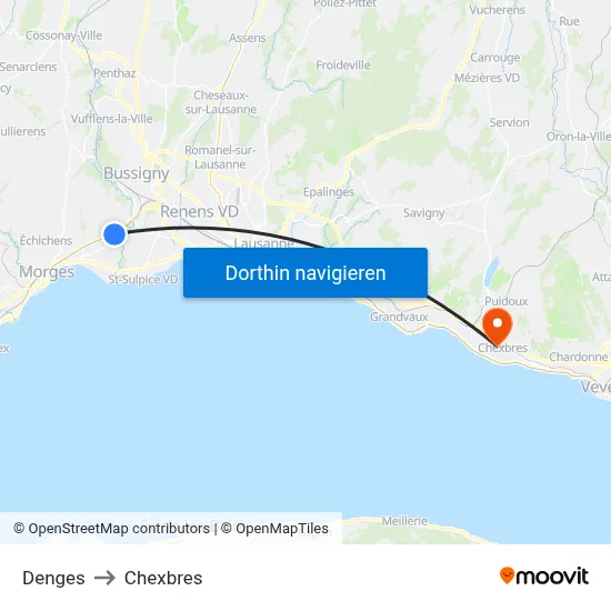 Denges to Chexbres map