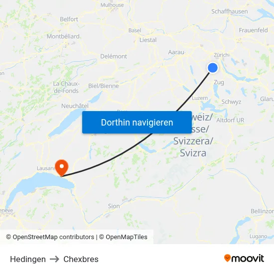 Hedingen to Chexbres map