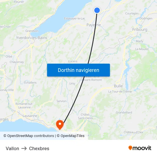 Vallon to Chexbres map