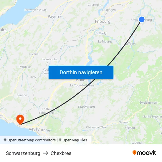 Schwarzenburg to Chexbres map