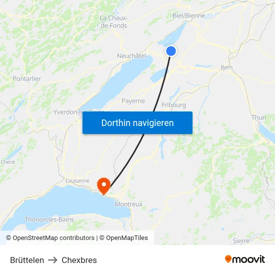 Brüttelen to Chexbres map