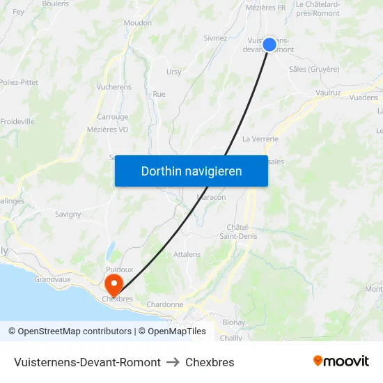 Vuisternens-Devant-Romont to Chexbres map