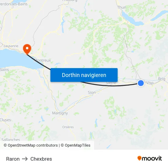 Raron to Chexbres map