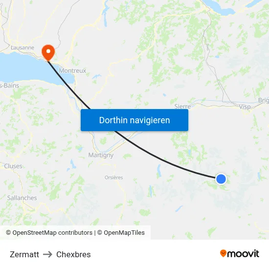 Zermatt to Chexbres map