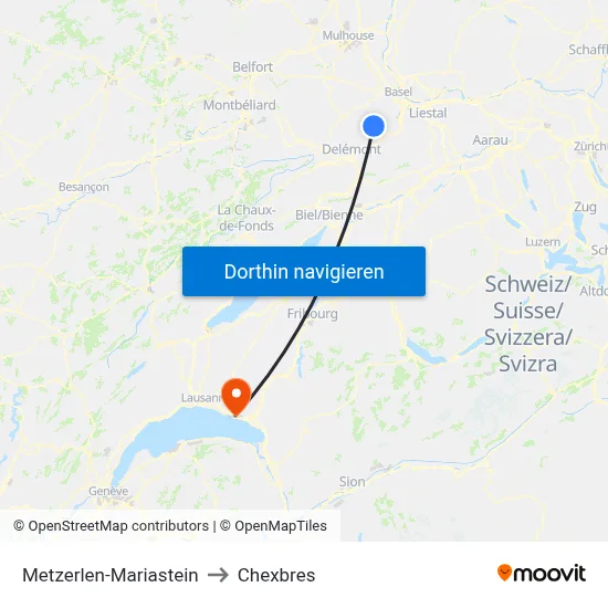 Metzerlen-Mariastein to Chexbres map