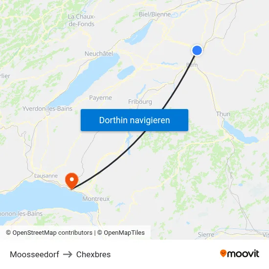 Moosseedorf to Chexbres map