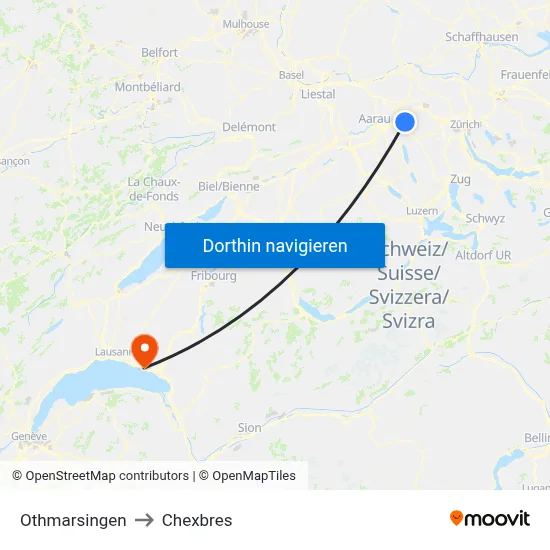 Othmarsingen to Chexbres map