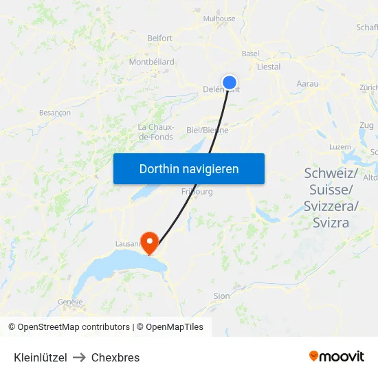 Kleinlützel to Chexbres map