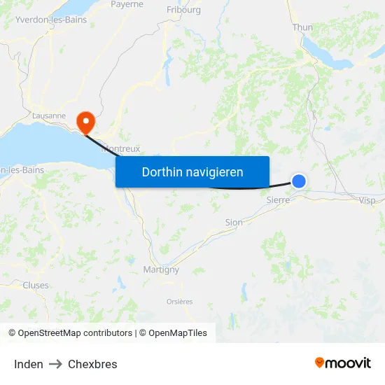 Inden to Chexbres map