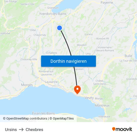 Ursins to Chexbres map