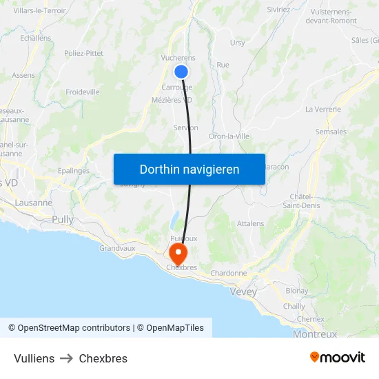 Vulliens to Chexbres map