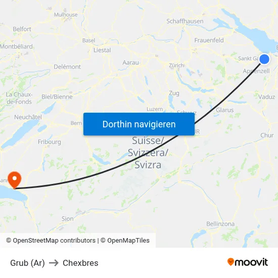 Grub (Ar) to Chexbres map
