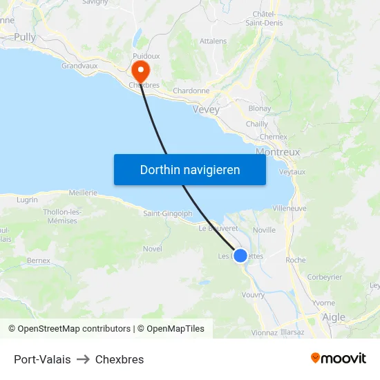 Port-Valais to Chexbres map
