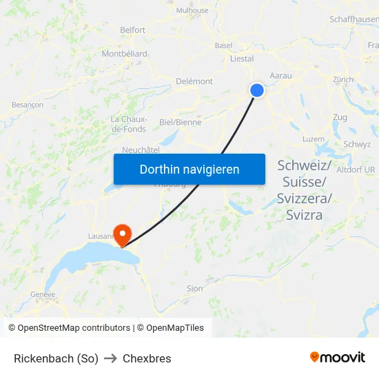 Rickenbach (So) to Chexbres map