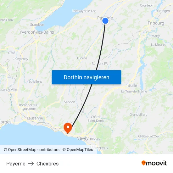 Payerne to Chexbres map