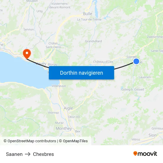 Saanen to Chexbres map