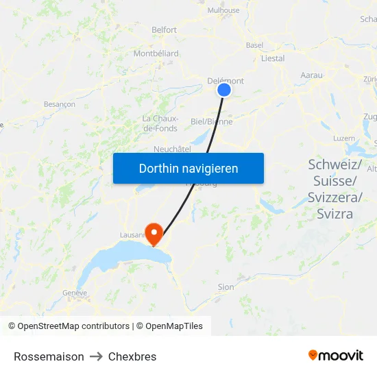 Rossemaison to Chexbres map