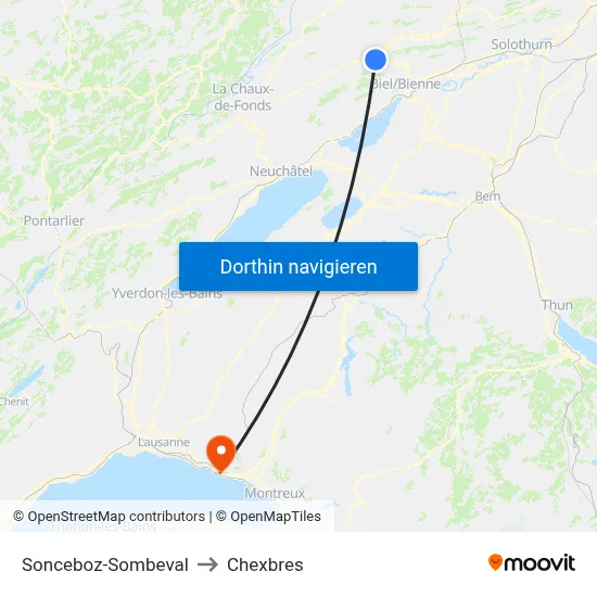 Sonceboz-Sombeval to Chexbres map