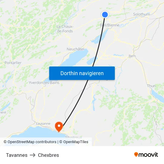 Tavannes to Chexbres map