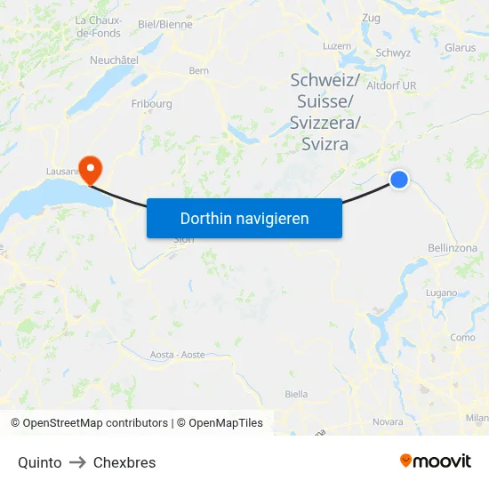 Quinto to Chexbres map