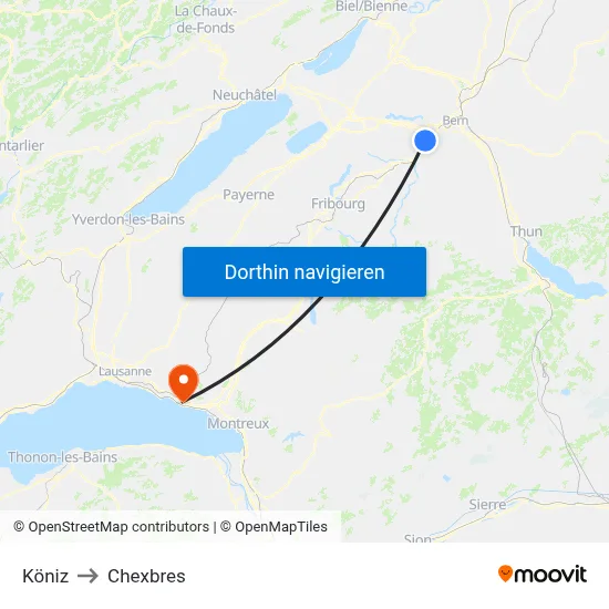 Köniz to Chexbres map