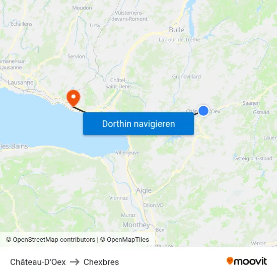 Château-D'Oex to Chexbres map